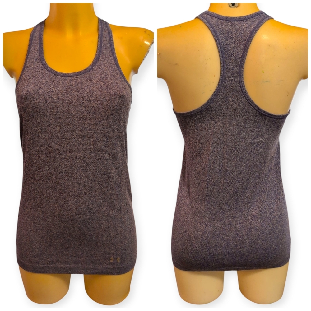 UNDER ARMOUR Threadborne Heathered Blue Recerback Athletic Tank Top